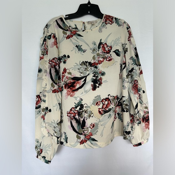 Elaine Rose Tops - Elaine Rose Cream Floral Print Blouse